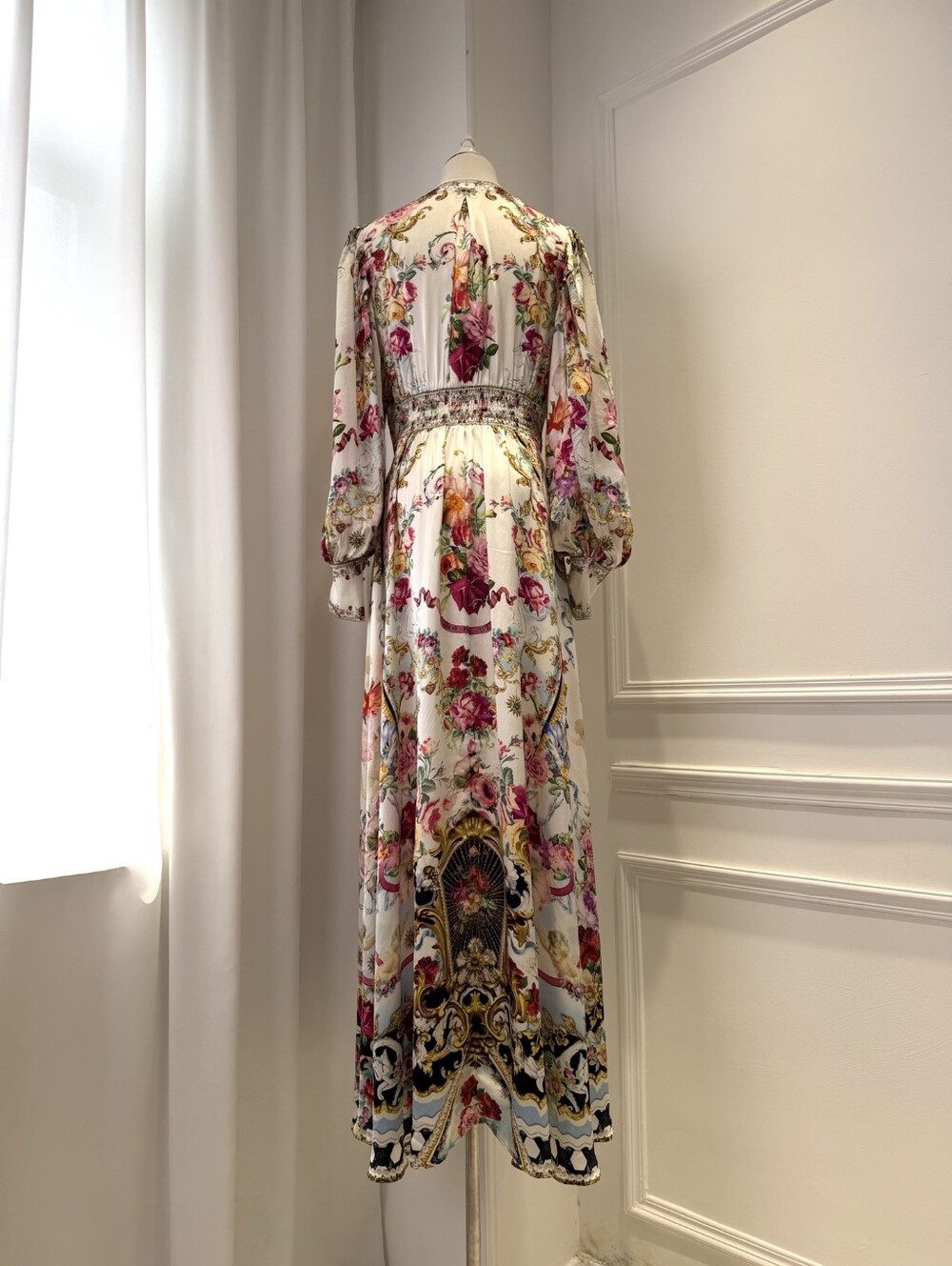 Camilla Shaped Waistband Dress With Gathered Sleeves In Torero Libertine - Picture 10 of 15